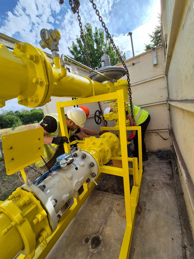 Gas pipework installation on site