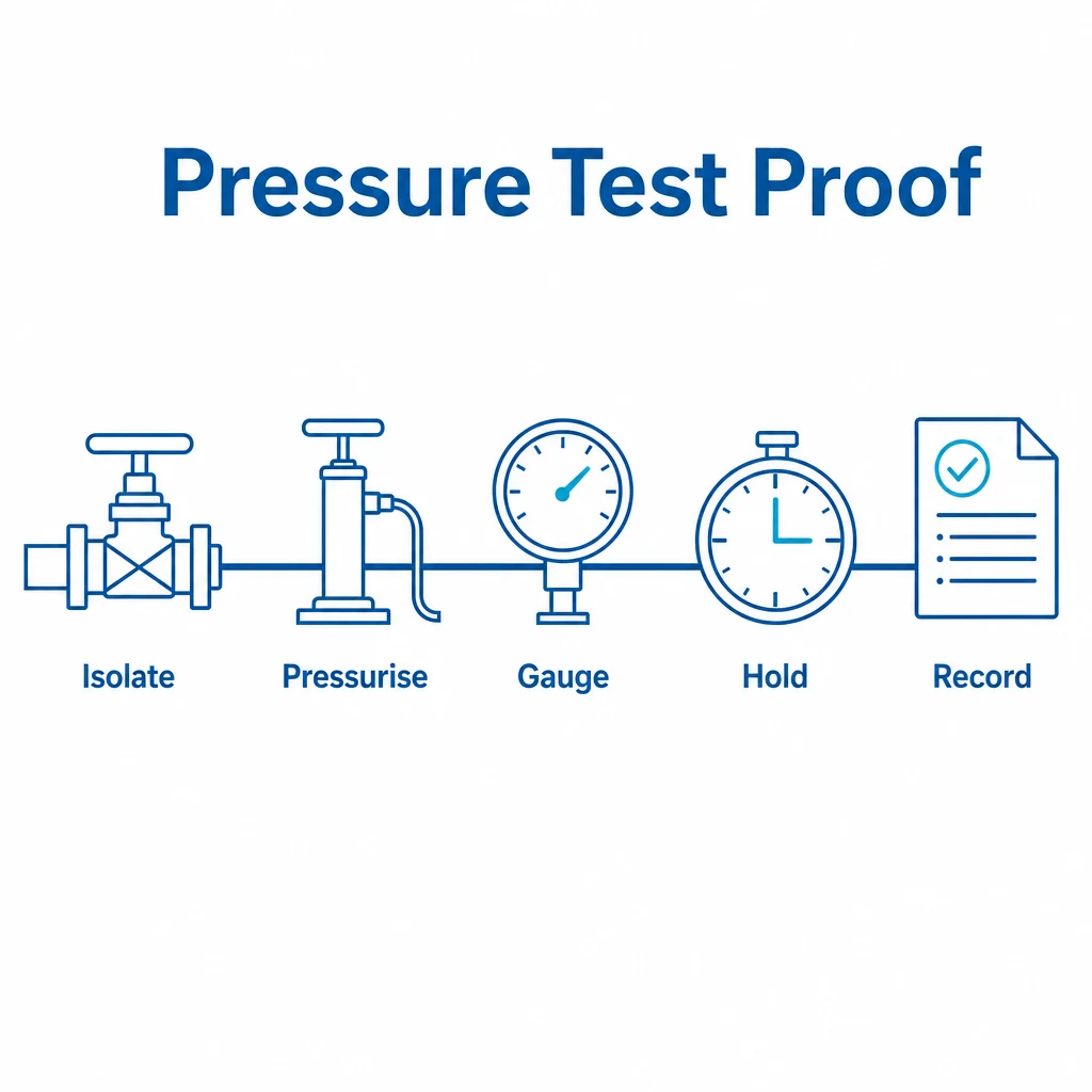 Graphic showing the pressure test proof sequence