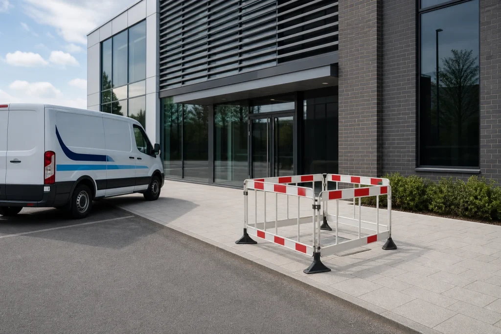 Tidy controlled gas engineering area outside a commercial premises